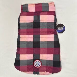 Pink Plaid Furry Lined Dog Jacket Size Large